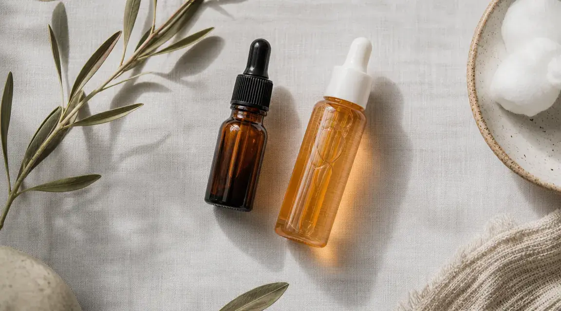 Flatlay showing The Ordinary Niacinamide bottle beside a vitamin C serum to illustrate compatibility question